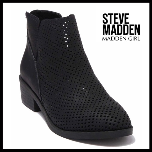 STEVE MADDEN GIRL BLACK BOOTIES ANKLE BOOTS A2C - Picture 8 of 8